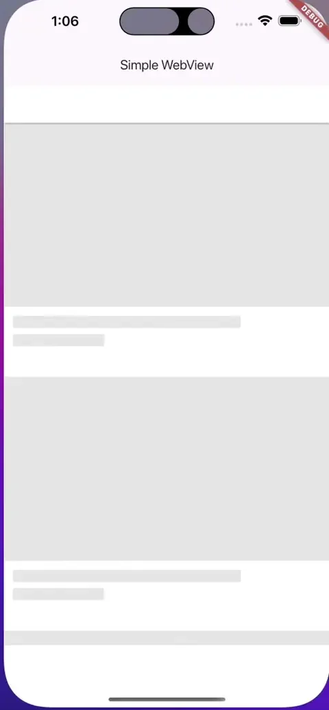 Phone screen showing a simple WebView page still loading