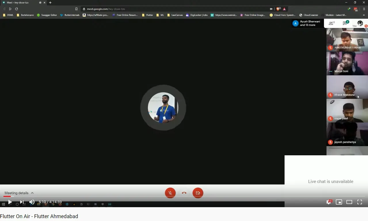 Video call with several participants in the Flutter On Air session